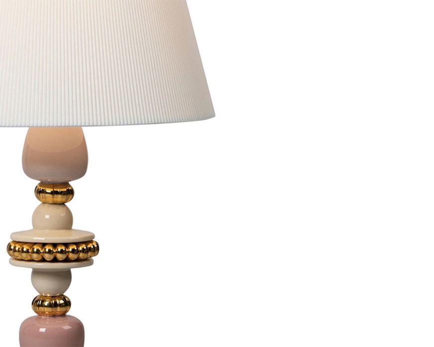 Table Lamp Firefly porcelain Pink and Black Lladro'