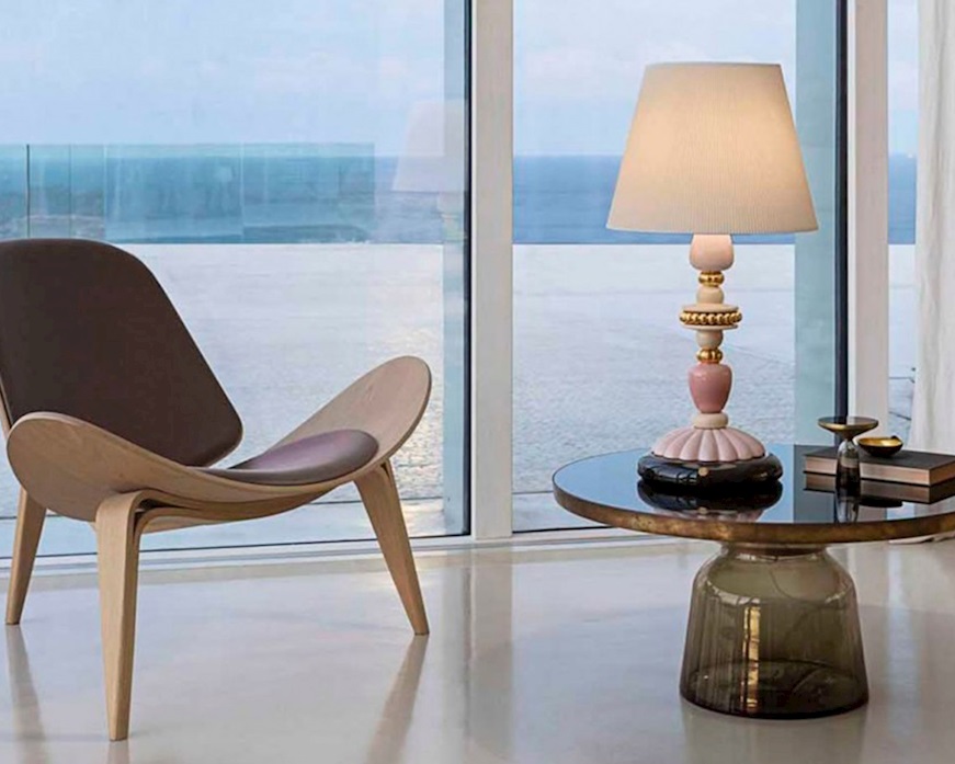 Table Lamp Firefly porcelain Pink and Black Lladro'