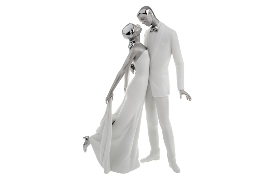 Happy Anniversary porcelain Silver lustre Lladro'