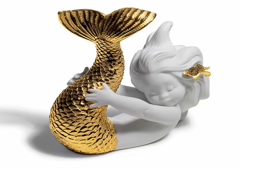Sirena giocando con il mare porcellana Lladro'