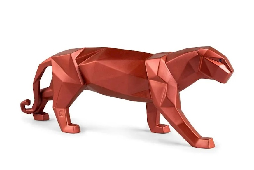 Pantera porcellana colore rosso metallizzato Lladro'