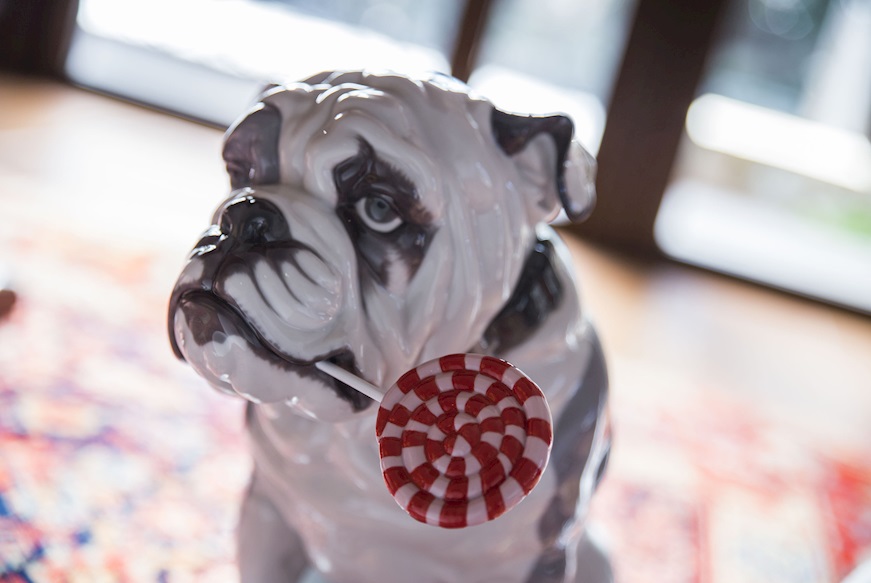 Bulldog with lollipop porcelain Lladro'
