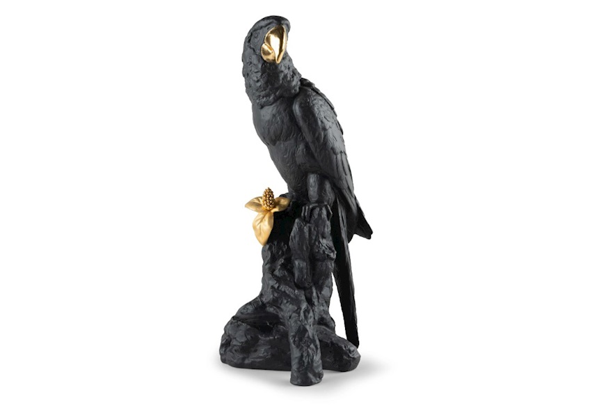 Macaw porcelain black and gold Lladro'