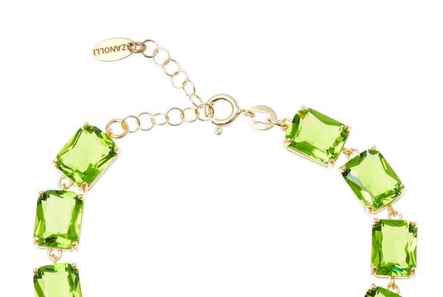 Bracciale argento dorato con cristalli verdi Selezione Zanolli