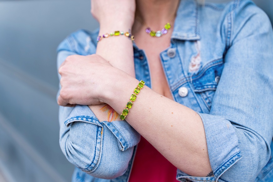 Bracelet silver with green crystals Selezione Zanolli