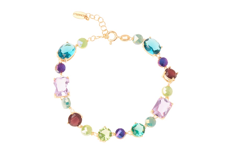 Bracciale argento dorato con cristalli multicolor Selezione Zanolli