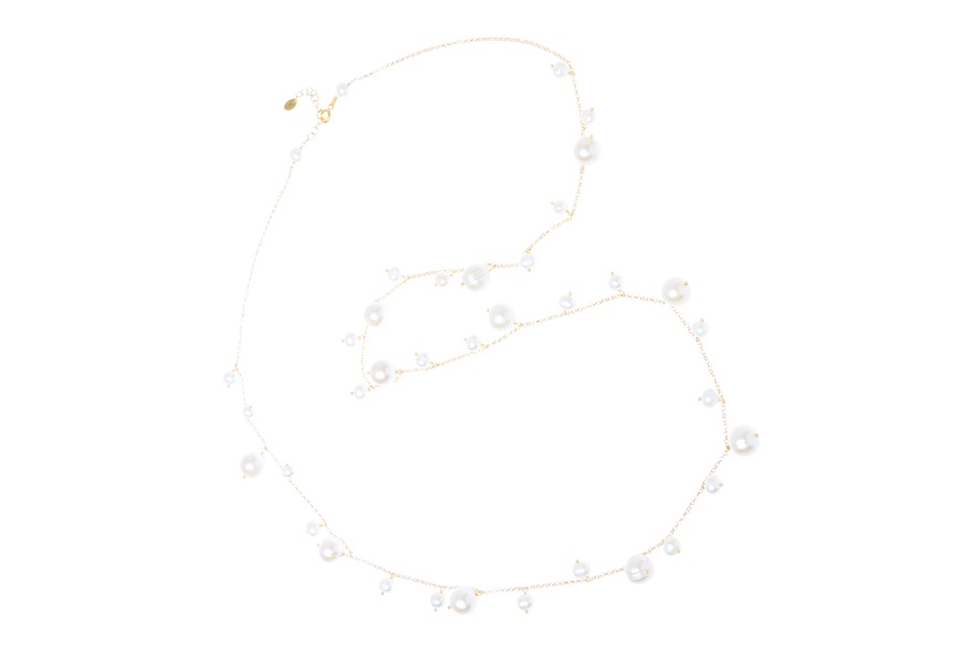 Necklace silver golden with pearls Selezione Zanolli