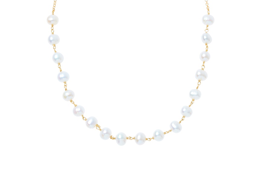 Necklace silver golden with freshwater pearls Selezione Zanolli