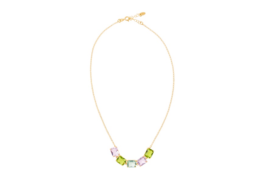 Collana argento dorato con cristalli multicolor Selezione Zanolli