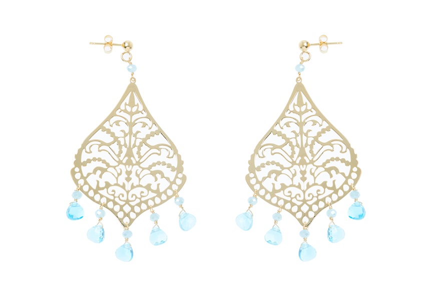 Earrings silver golden with blue crystals Selezione Zanolli