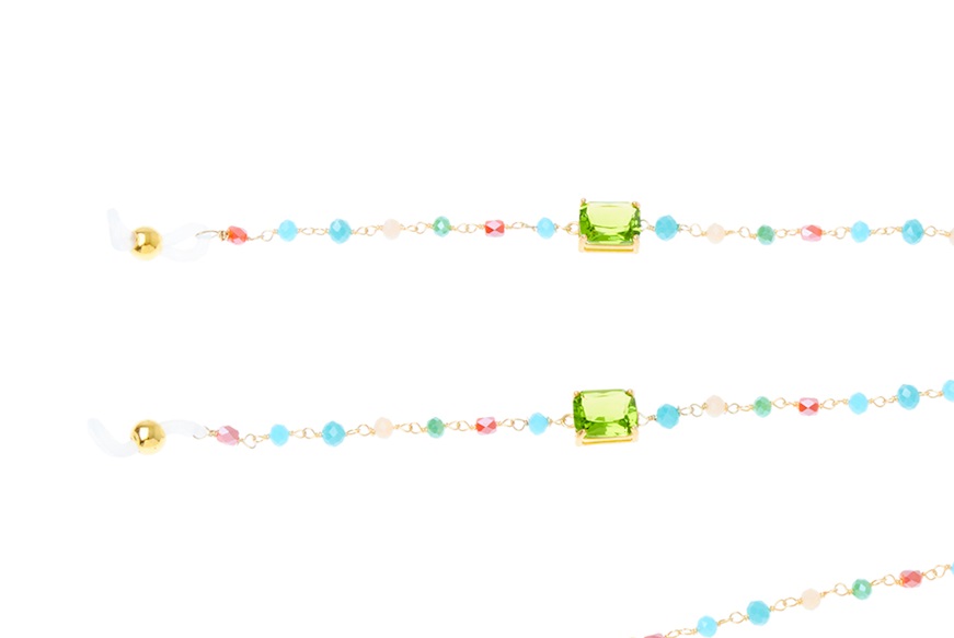 Glasses Chain silver gilt multicolor with green bezels Selezione Zanolli