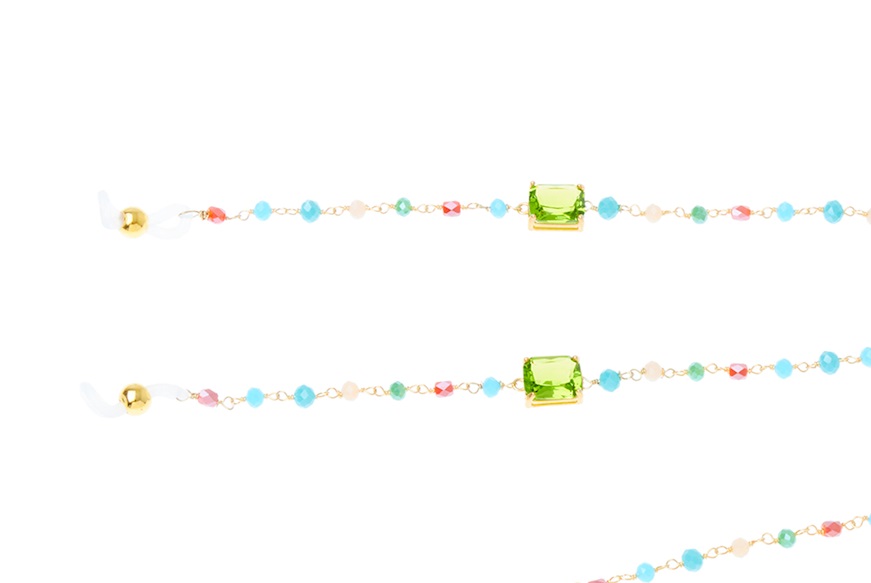 Glasses Chain silver gilt multicolor with green bezels Selezione Zanolli