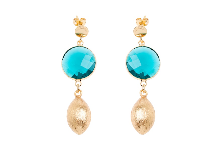 Earrings Violette in brass with gold finish and green crystals Sovrani