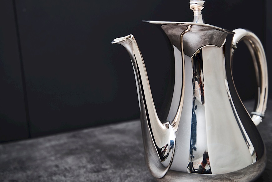 Servizio da the e caffè argento 2672 grammi 4 pezzi liscio usato ricondizionato Zanolli Vintage