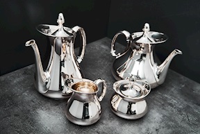 Servizio da the e caffè argento 2672 grammi 4 pezzi liscio usato ricondizionato Zanolli Vintage