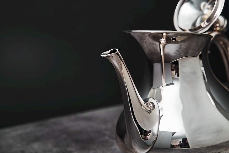 Servizio da the e caffè argento 2672 grammi 4 pezzi liscio usato ricondizionato Zanolli Vintage