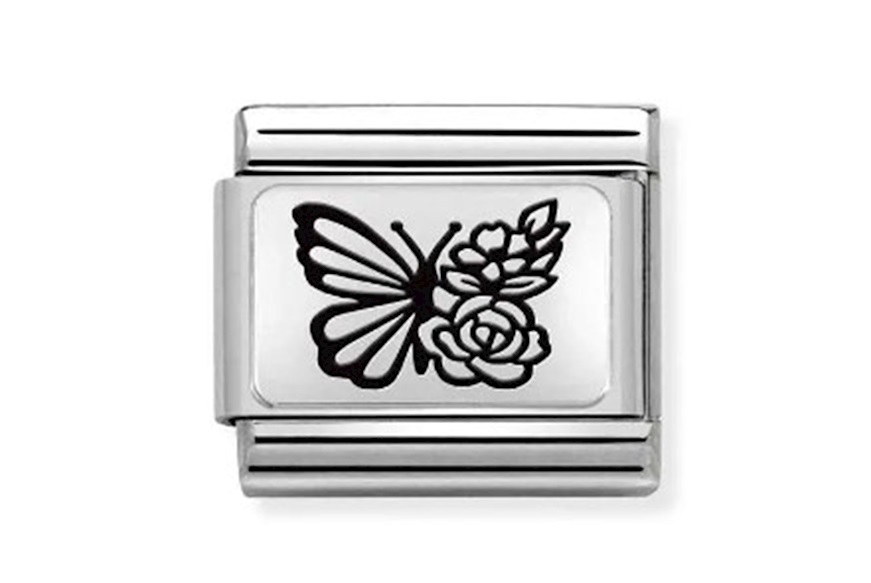 Butterfly with flowers Composable steel and silver Nomination