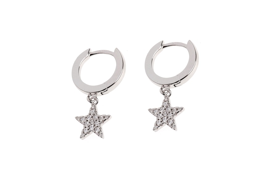 Earrings silver with star and zircons Selezione Zanolli