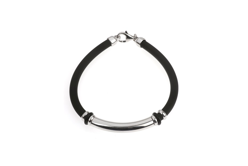 Bracciale argento e caucciù tubolare Selezione Zanolli