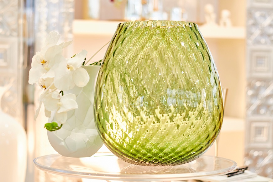 Candle holder vase Macramè XXL Murano glass Soraya Green Nasonmoretti