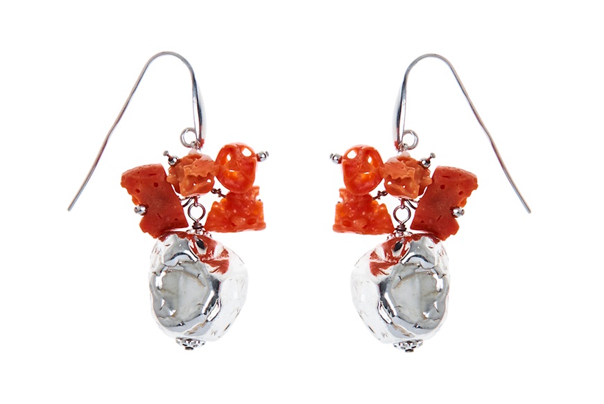 Earrings silver with coral Luisa della Salda