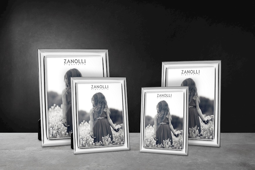 Cornice argento bilaminato con bordo perlinato Selezione Zanolli