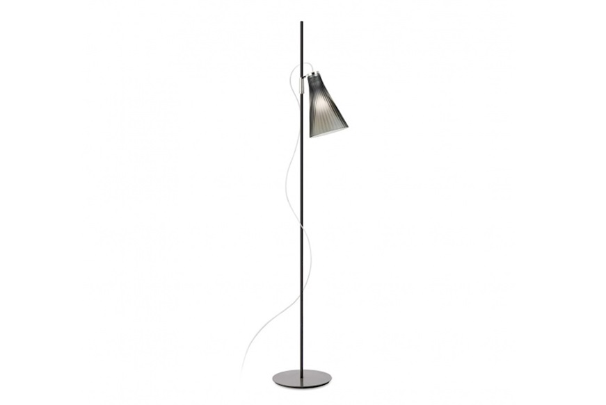 Lampada da Terra K-Lux colore grigio con paralume fumè Kartell