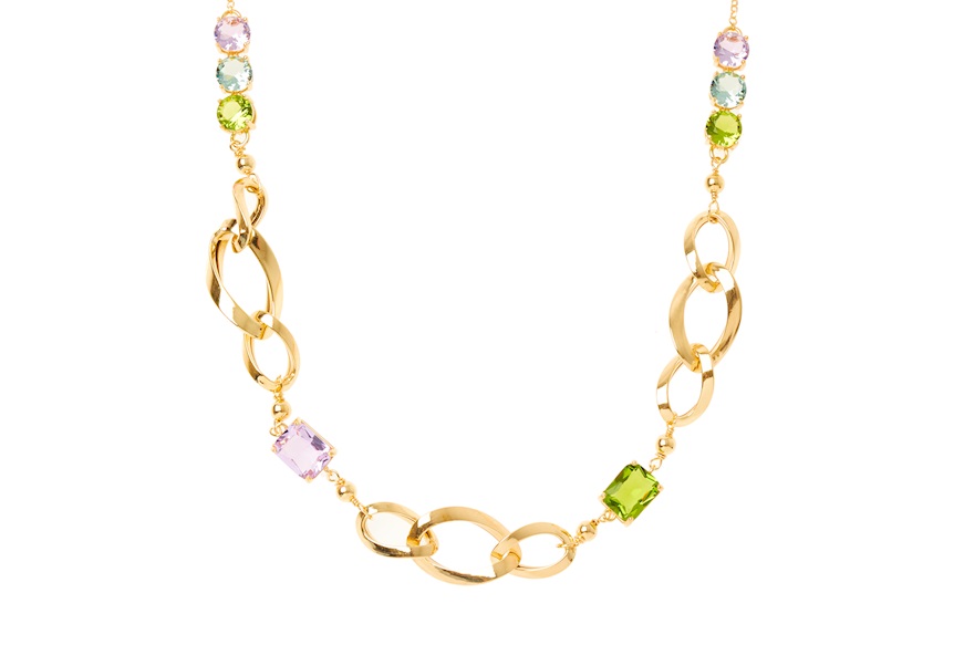 Necklace silver golden with multicolored crystals Selezione Zanolli