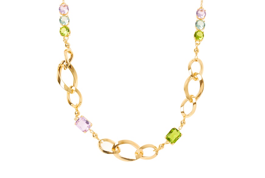 Collana argento dorato con cristalli multicolor Selezione Zanolli