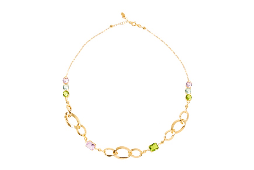 Necklace silver golden with multicolored crystals Selezione Zanolli