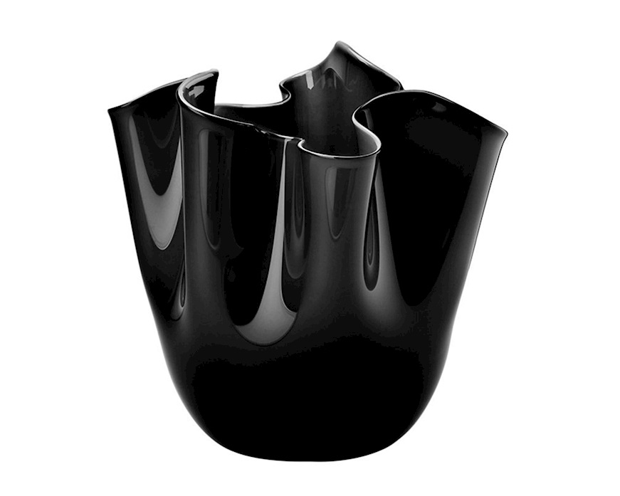 Vase Fazzoletto Murano glass black Venini