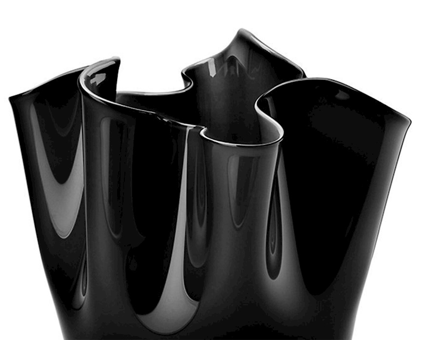Vase Fazzoletto Murano glass black Venini