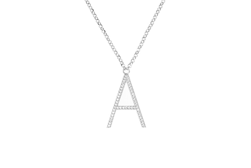 Necklace Dancing Names silver with A letter pendant in cubic zirconia Sovrani