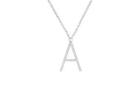Necklace Dancing Names silver with A letter pendant in cubic zirconia Sovrani