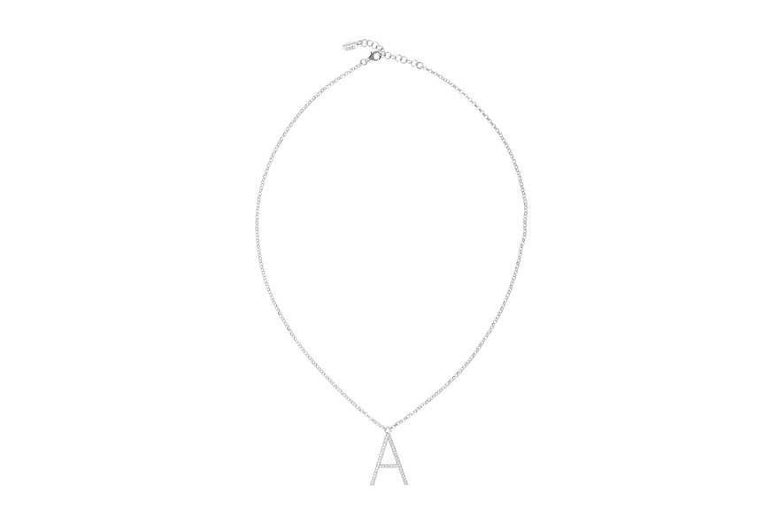 Necklace Dancing Names silver with A letter pendant in cubic zirconia Sovrani