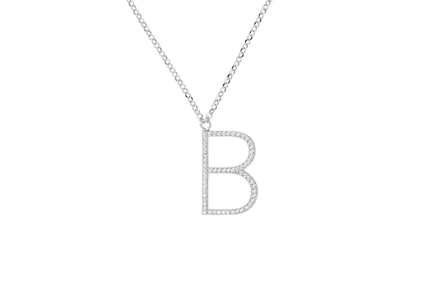 Necklace Dancing Names silver with B letter pendant in cubic zirconia Sovrani