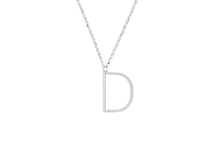 Necklace Dancing Names silver with D letter pendant in cubic zirconia Sovrani