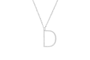 Necklace Dancing Names silver with D letter pendant in cubic zirconia Sovrani