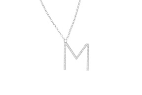 Necklace Dancing Names silver with M letter pendant in cubic zirconia Sovrani