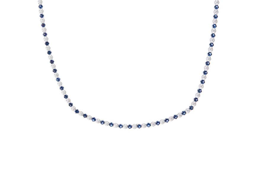 Necklace Moonlight silver with cubic zirconia and sapphire zircons Sovrani