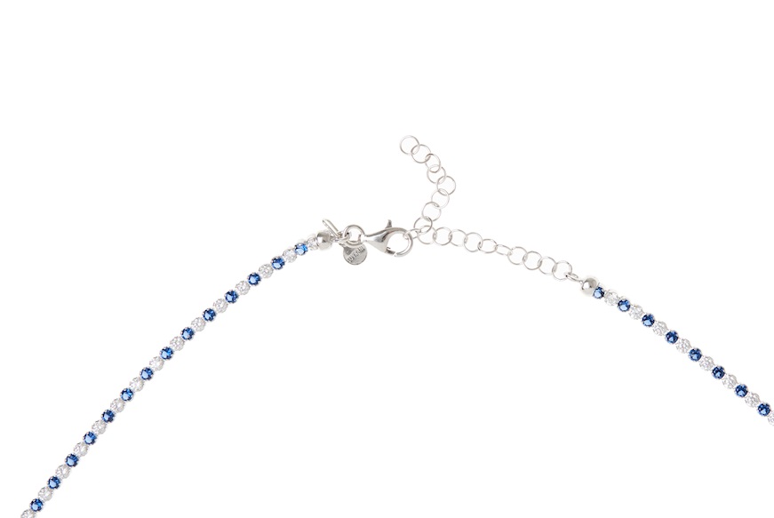 Necklace Moonlight silver with cubic zirconia and sapphire zircons Sovrani