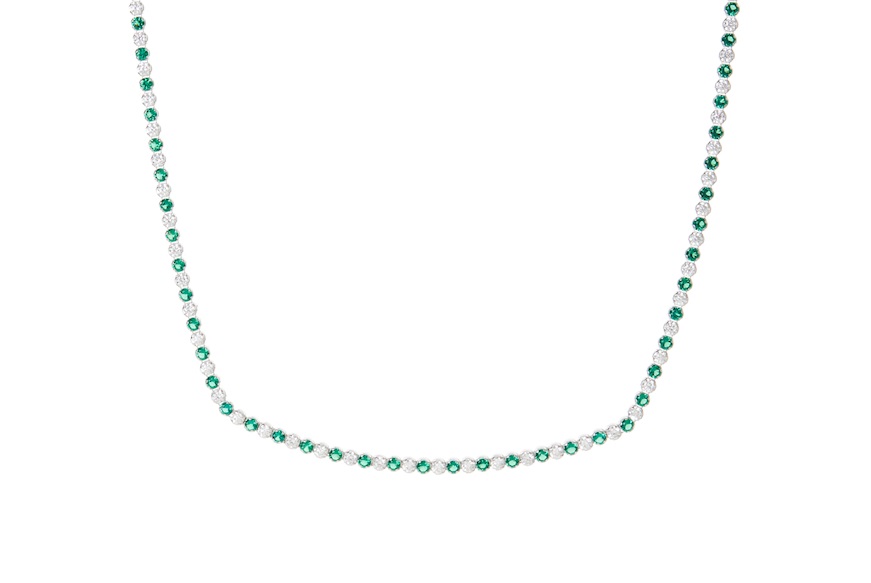 Necklace Moonlight silver with cubic zirconia and emerald zircons Sovrani