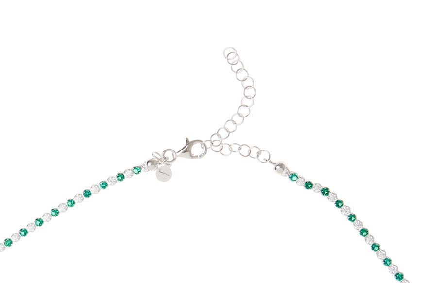 Necklace Moonlight silver with cubic zirconia and emerald zircons Sovrani