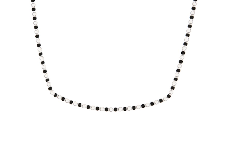 Necklace Moonlight silver with cubic zirconia and black zircons Sovrani