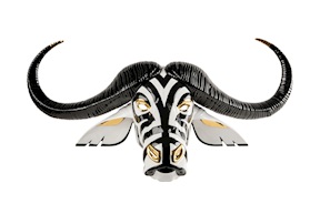 Buffalo Mask porcelain black and gold Lladro'