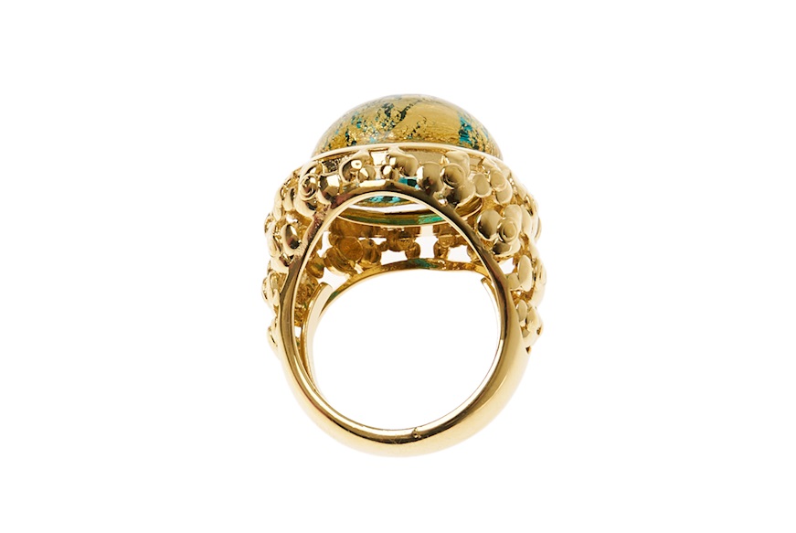 Ring Venezia in Green glass with gold leaf Antica Murrina