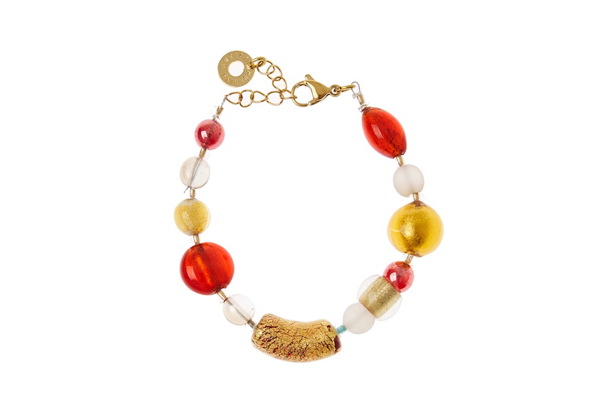 Bracelet Venezia in Red glass with gold leaf Antica Murrina