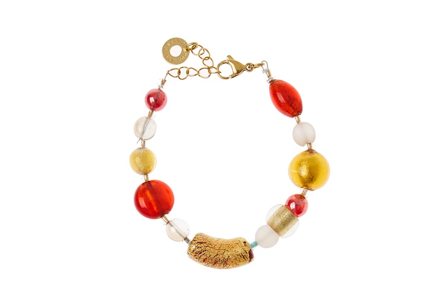 Bracciale Venezia in vetro Rosso con foglia oro Antica Murrina