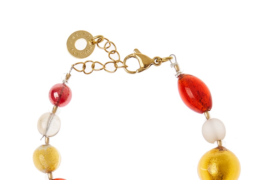 Bracciale Venezia in vetro Rosso con foglia oro Antica Murrina