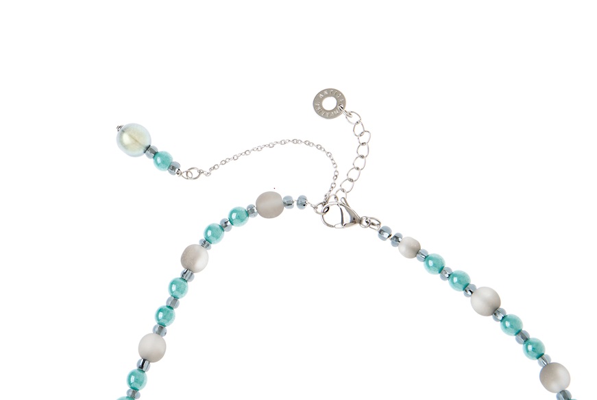 Necklace Giudecca in Turquoise glass with silver leaf Antica Murrina